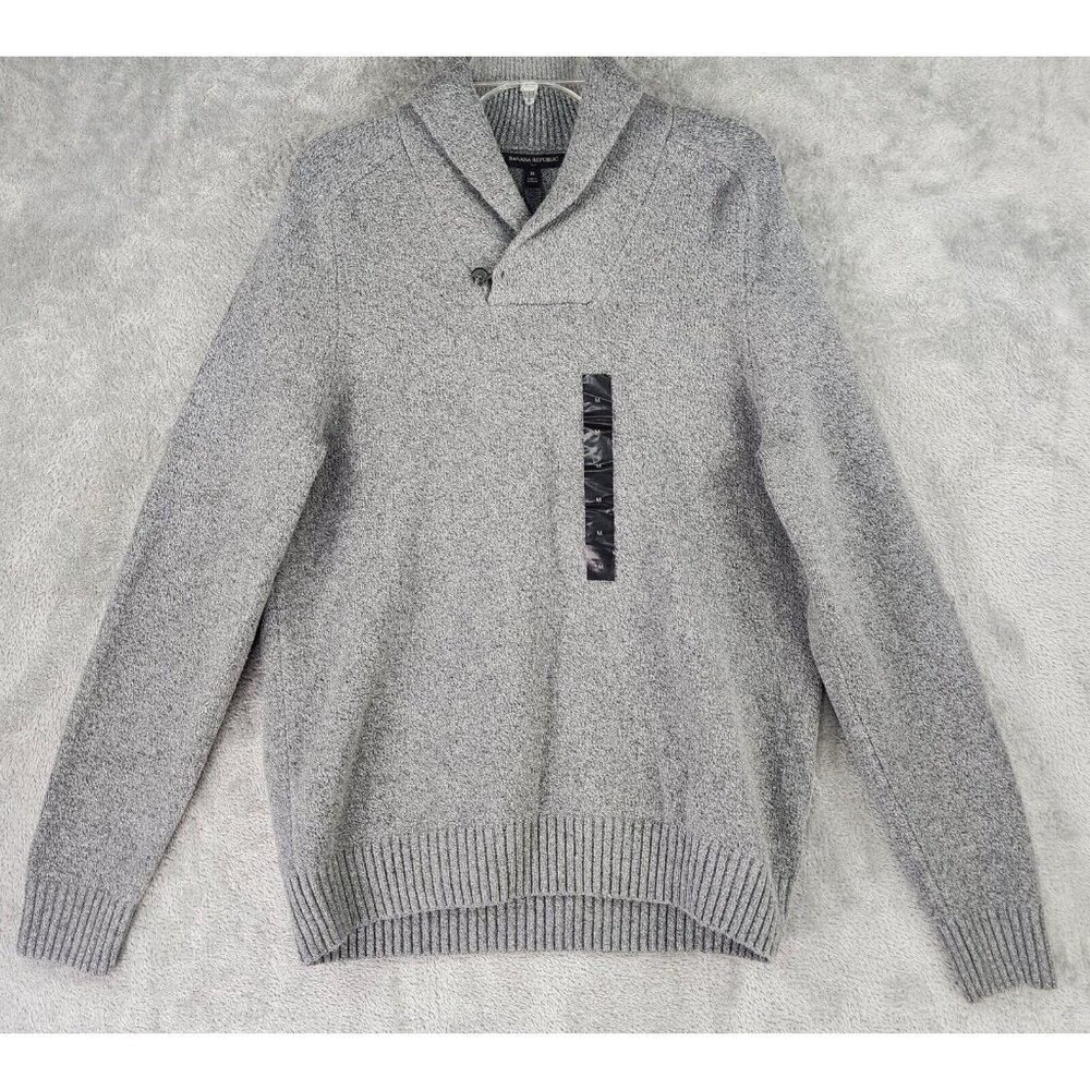 Banana Republic Sweater Mens Medium Gray Knit Soft Preppy Long Sleeve Top
